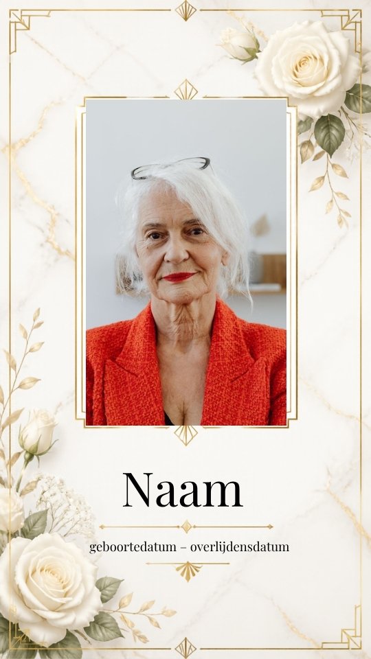 Rouwkaart witte rozen